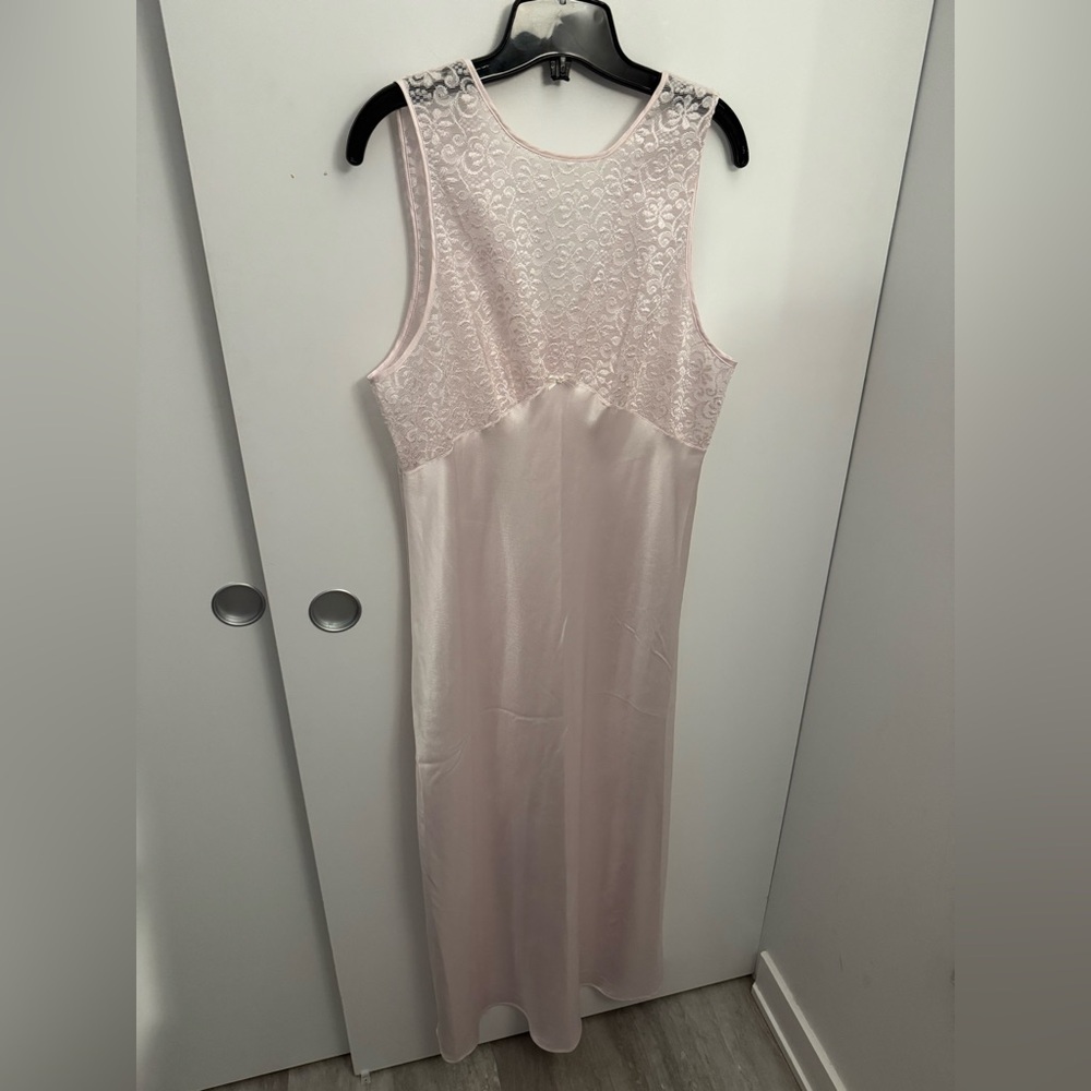 Elegant Pink Lace and Satin Slip Dress